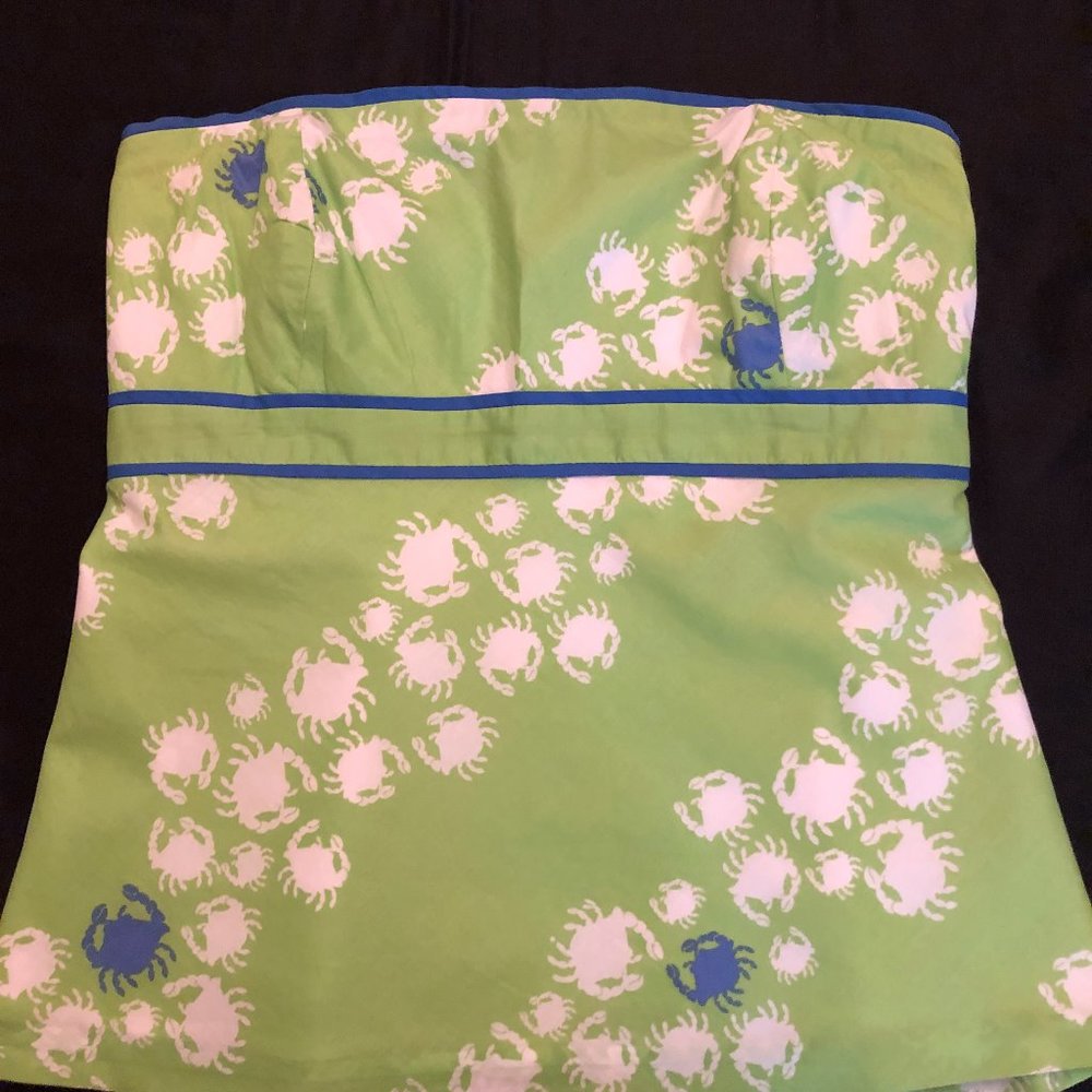 Lilly Pulitzer Green Crab Print Strapless Top - 8